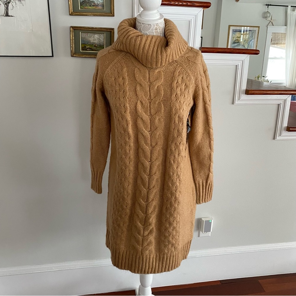 BANANA REPUBLIC Cable Knit Turtleneck Sweater Dress NWT Petite Medium $180 - Picture 1 of 4